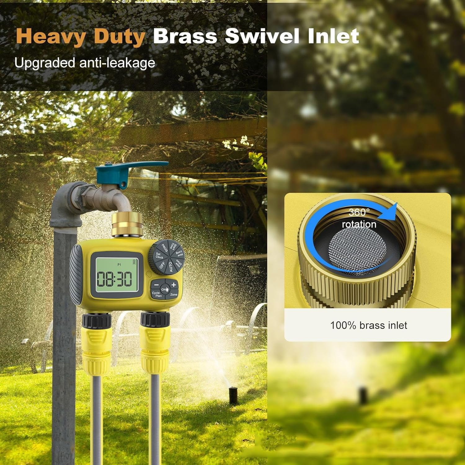 Automatic Irrigation Controller Auto Watering Timer with 2 Zone for Balcony Gardens and Small Outdoor Farms Automatic Garden Watering with LCD