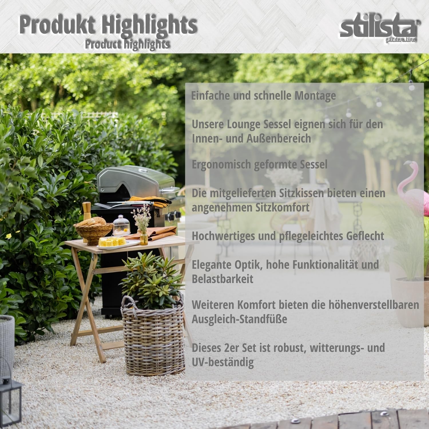 STILISTA Poly-Rattan Gartenstuhl 2er Set wetterfest Indoor Outdoor geeignet