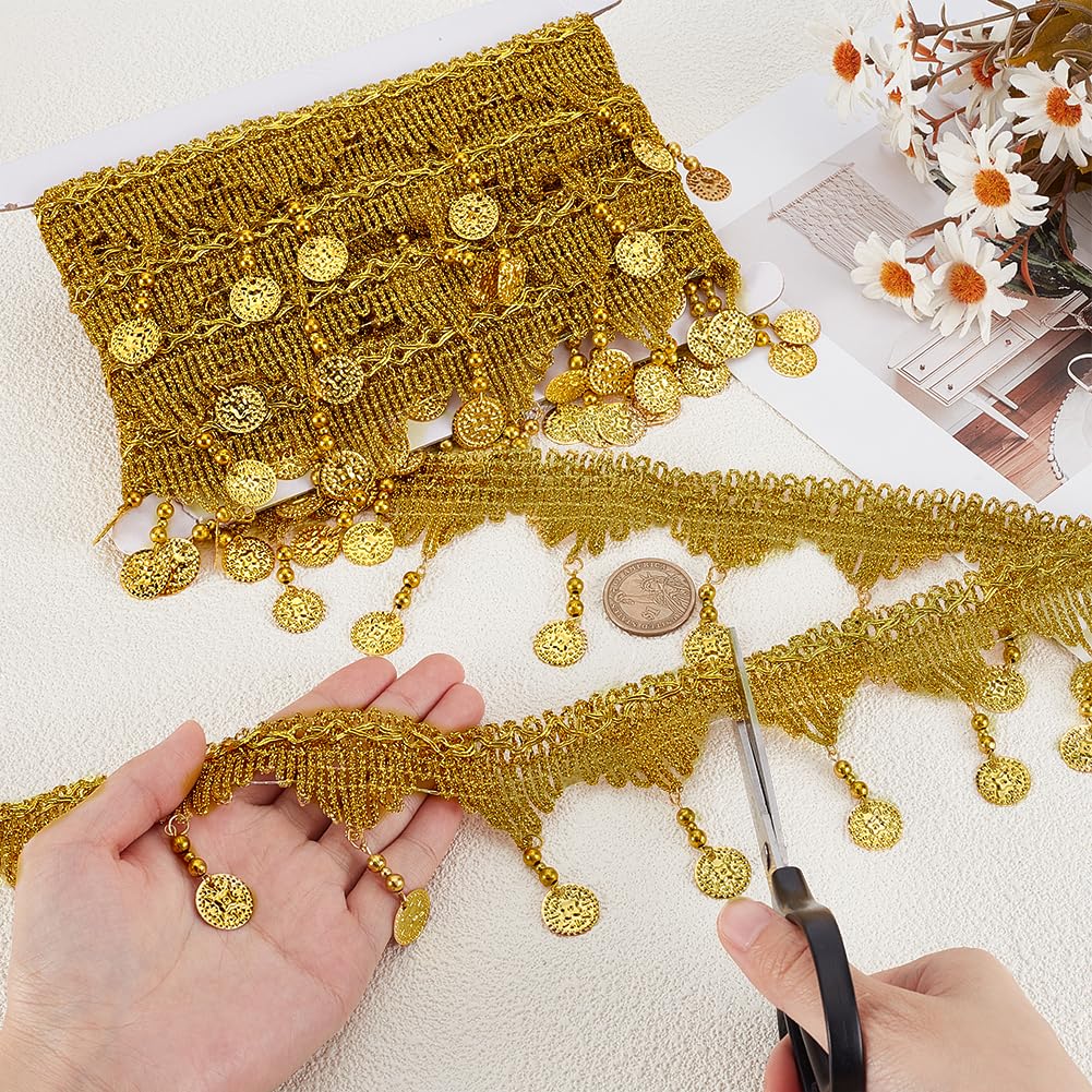Dentelle Dorée à Paillettes PH PandaHall - 9.8m X 4cm | Ruban Vintage Pour Couture, Décoration