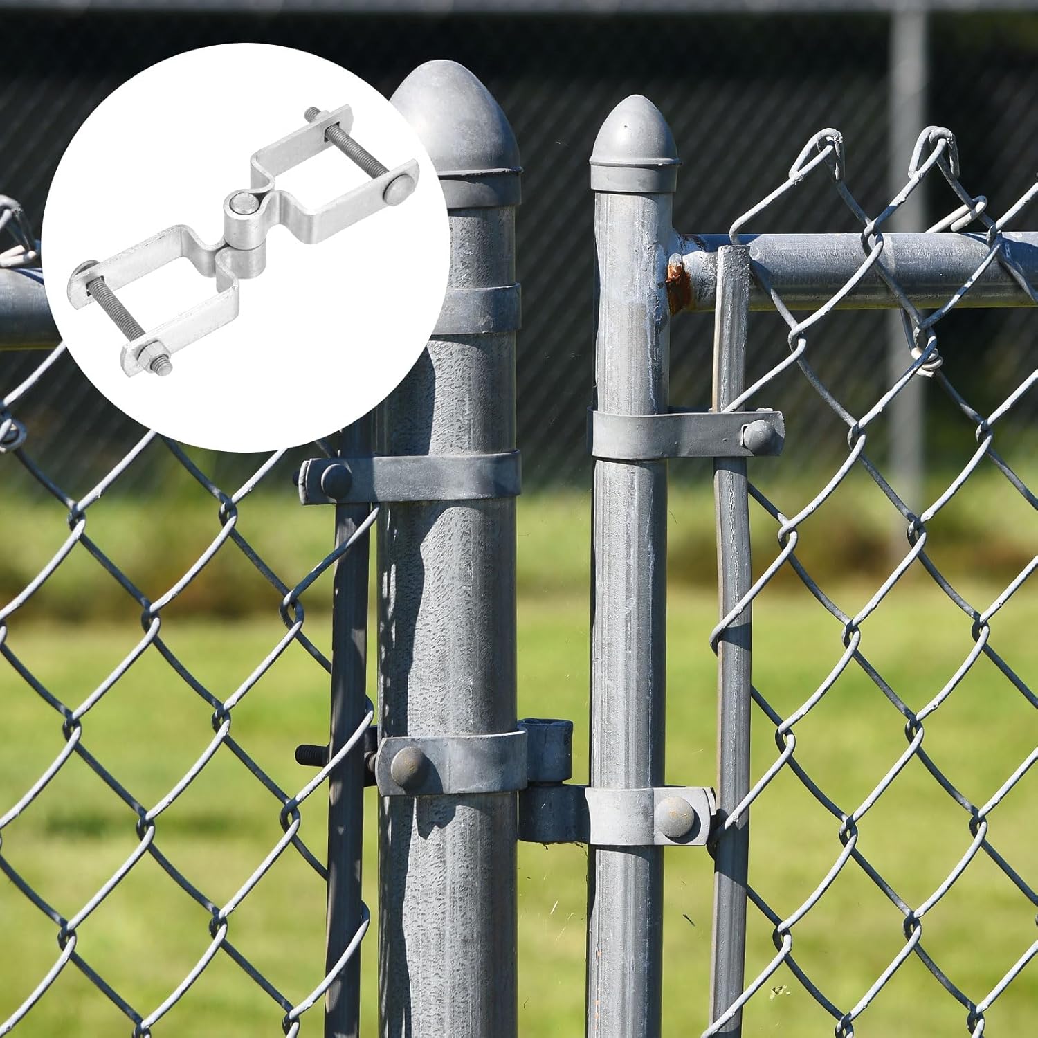 uxcell 2 Pack Chain Link Fence Gate Post Hinge, 2" x 2" Galvanized Steel Chain Link Fence Post Hinges Heavy Duty Gate Frame Hinge with Bolts and Nuts for Outside Square Pipe