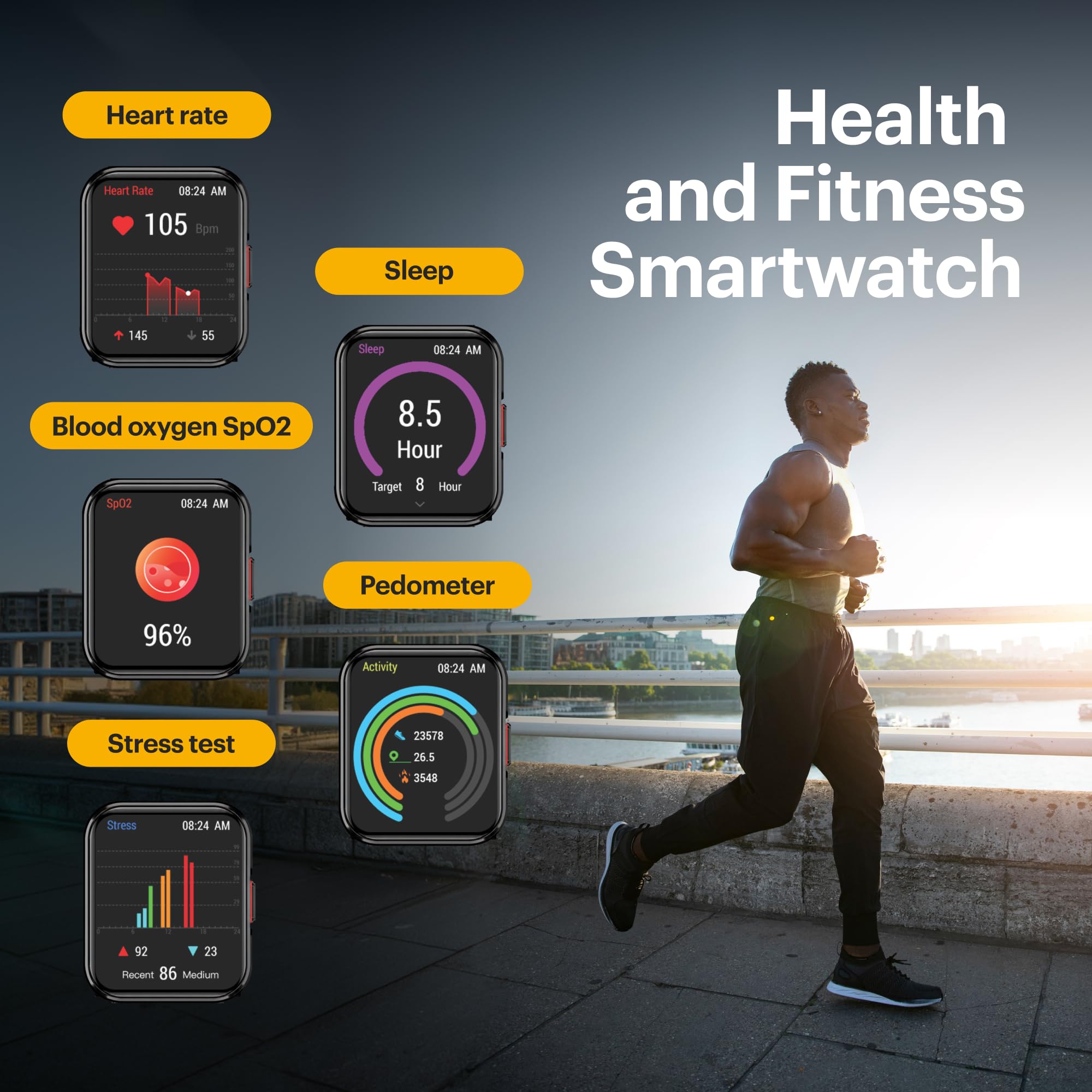Kodak SW-7204 – Montre Connectée - Écran 33 mm HD - Appels Bluetooth & Assistant Vocal - Fréquence Cardiaque, SpO2, Stress - 32 Modes Sport - GPS - Autonomie 5 Jours - Charge sans Fil - Android & iOS