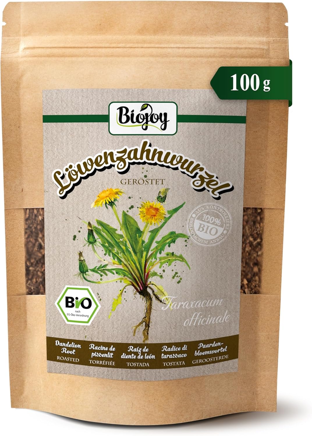 Biojoy Organic Dandelion Roots (100g), Roasted and Dried, Dandelion Root Tea (Taraxacum officinale)