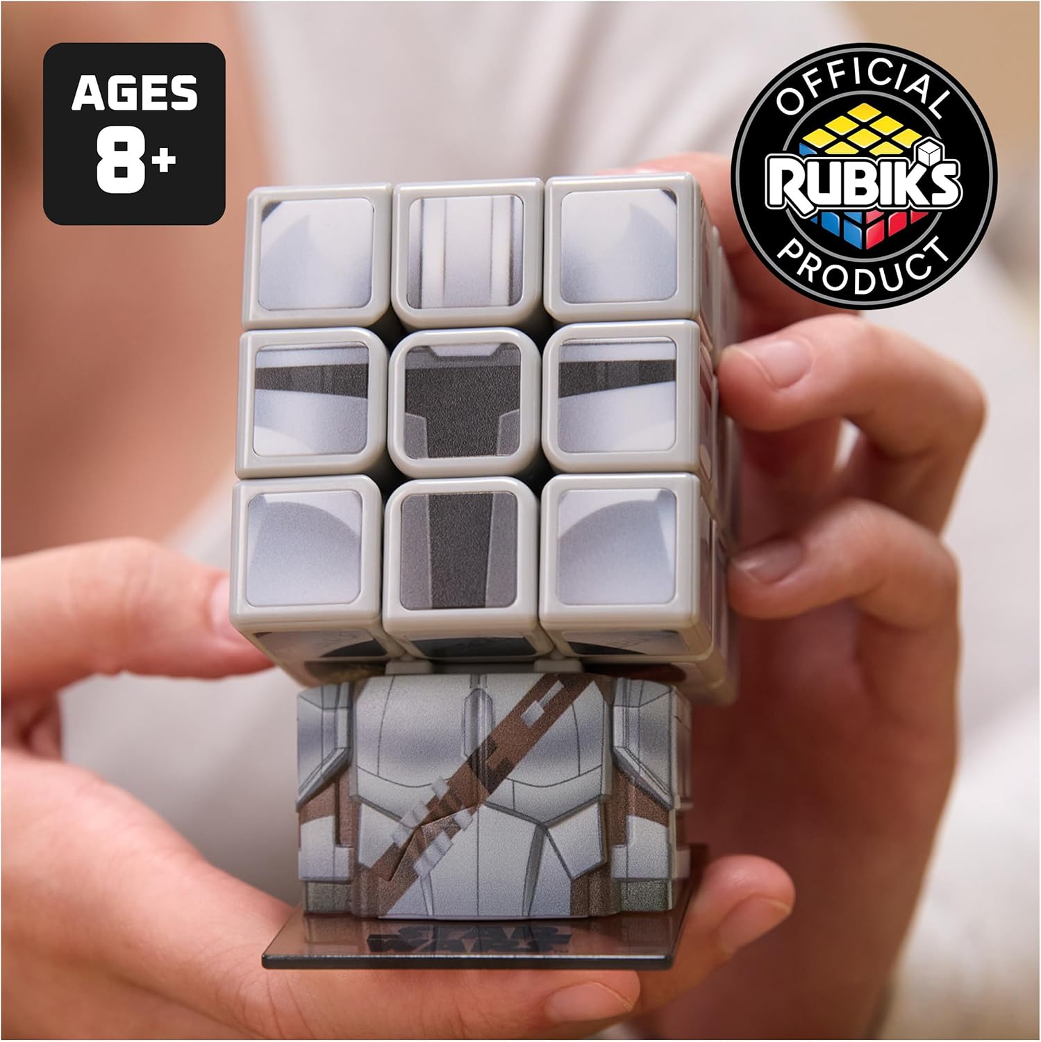 Rubik's Cube Star Wars Mandalorian Cuber Screen Challenge Puzzle Adult Mandalorian Relaxing Toy for Children, Star Wars Collectible Toy for 8 Years