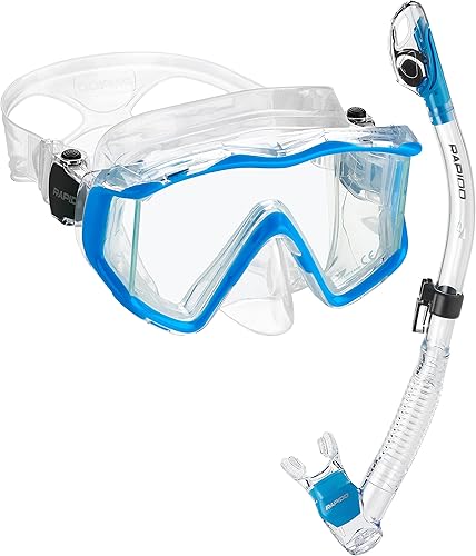 Rapido Boutique Collection - Máscara de esnórquel panorámica con lente de vidrio templado de alta calidad, diseño italiano, antivaho y vista