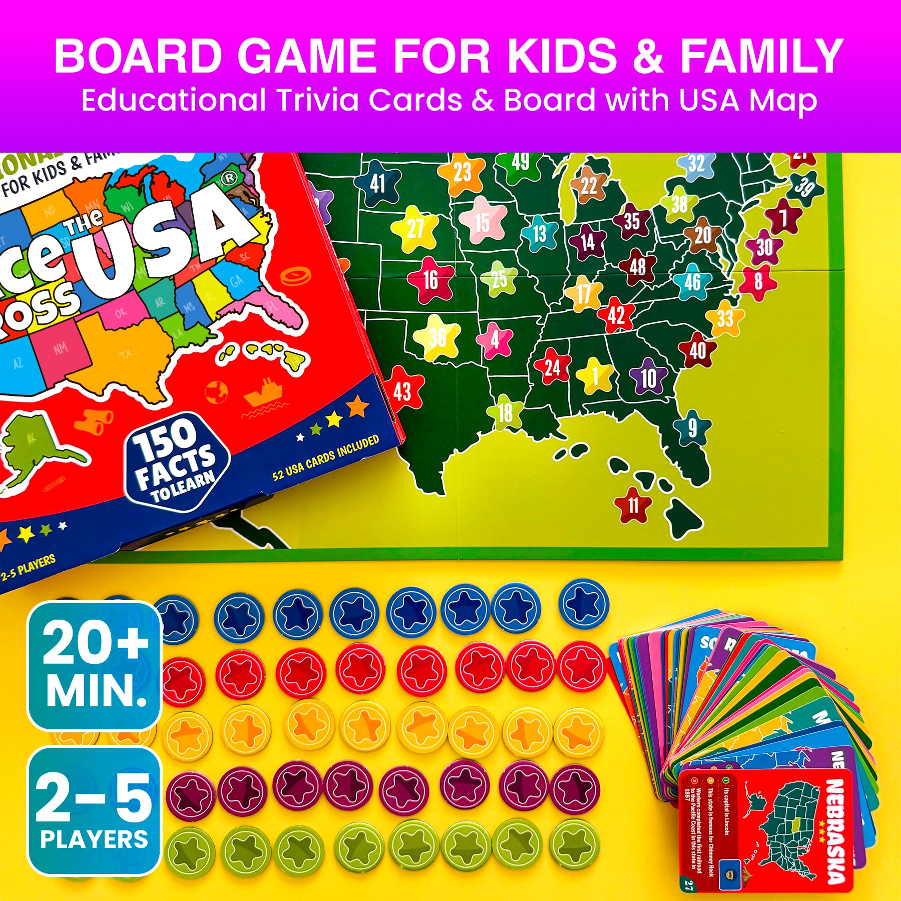 Snapklik.com : QUOKKA States Of America Board Game For Kids Ages 8-12