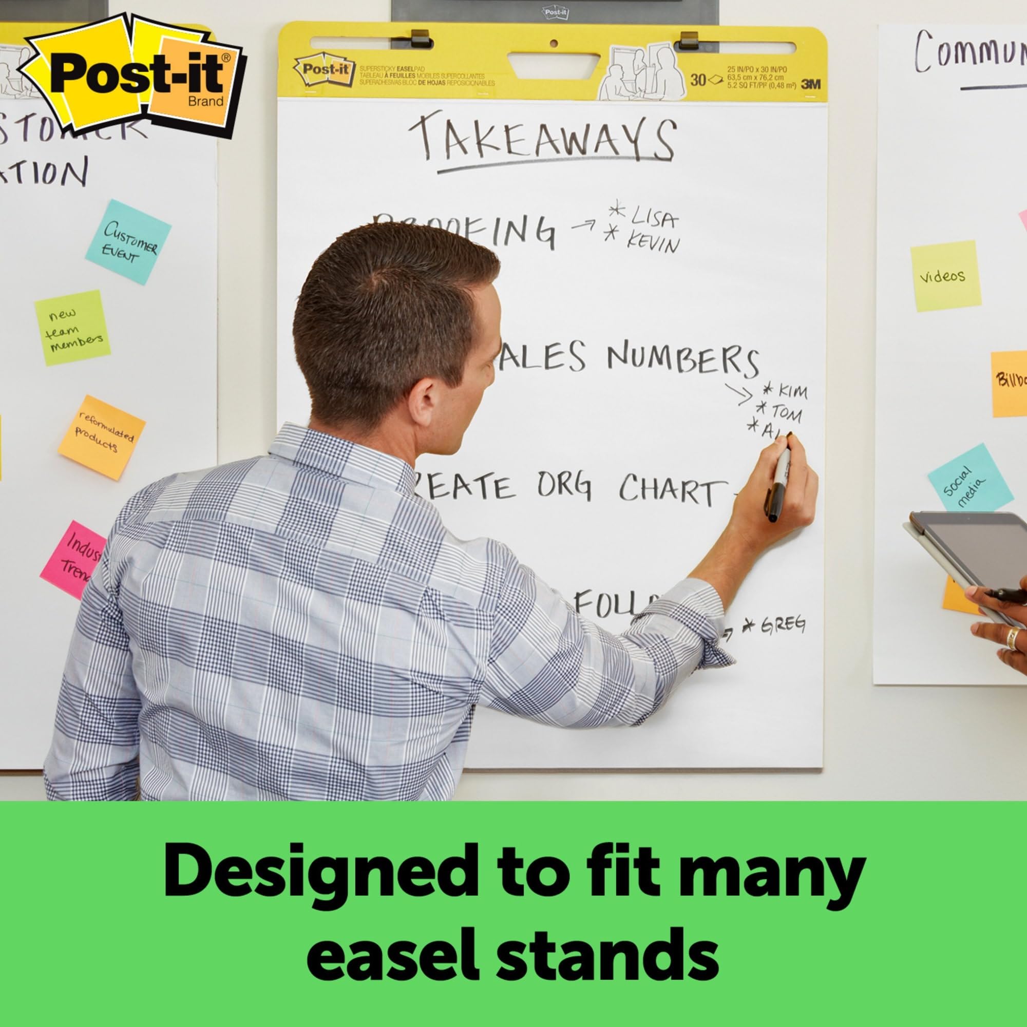 Post-it (R) Staffelei Pad Made mit Recyclingpapier, 63,5 cm X 30 ", weiß, 30 Blatt/Pad, 2 Pads/Pack