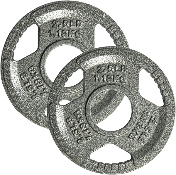 Yes4All Tri-Grip Handles Cast Iron Olympic Weight Plates, 2-Inch Weight Plates for Weight Lifting with Smooth and Durable Finish, Suitable for Strength Training Exercises (Single, Pair and Set)