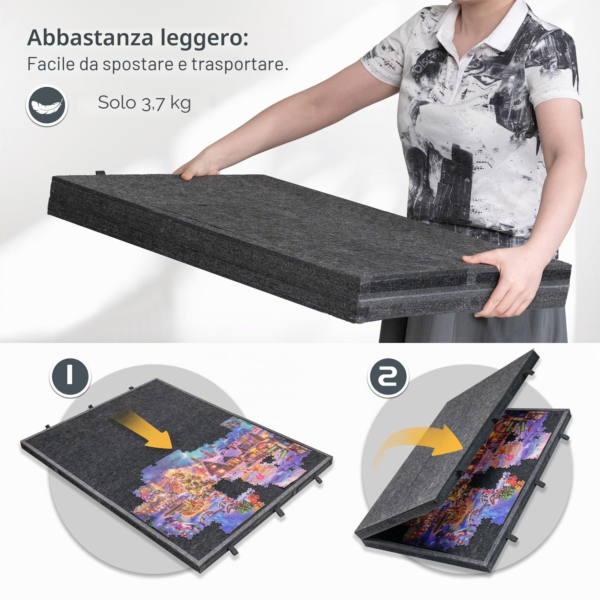 Lavievert Tavola puzzle inclinabile da 2000 pezzi con 8 cassetti colorati e copertura, tavolo pieghevole con cavalletto regolabile a 4 angolazioni
