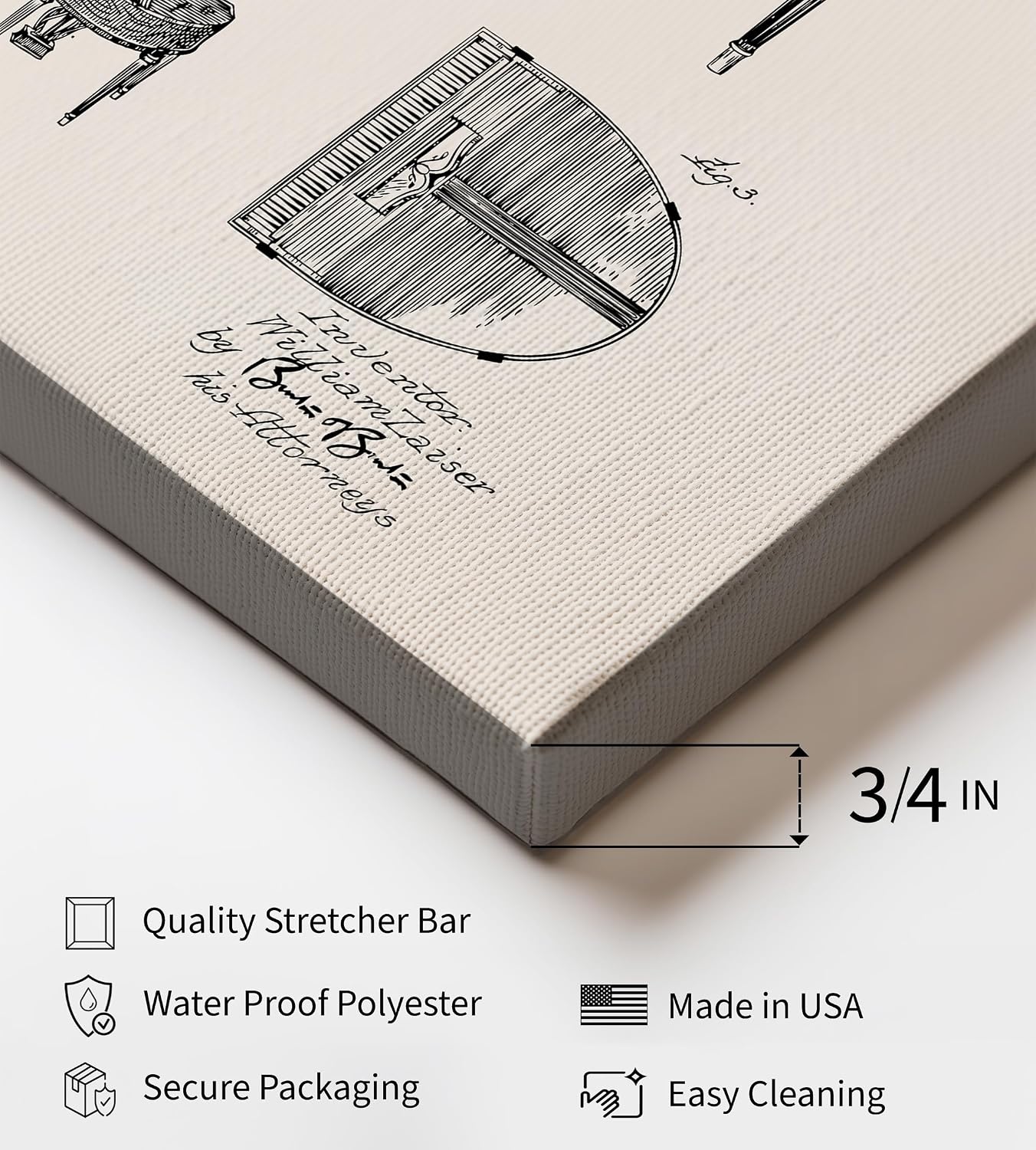 Poster Master Music Patent Canvas - Piano Blueprint Print - Classical Art - Technical Drawing Wall Design - Instrument Art - Great Living Room or Music Room Wall Decor - 8x10 STRETCHED Canvas