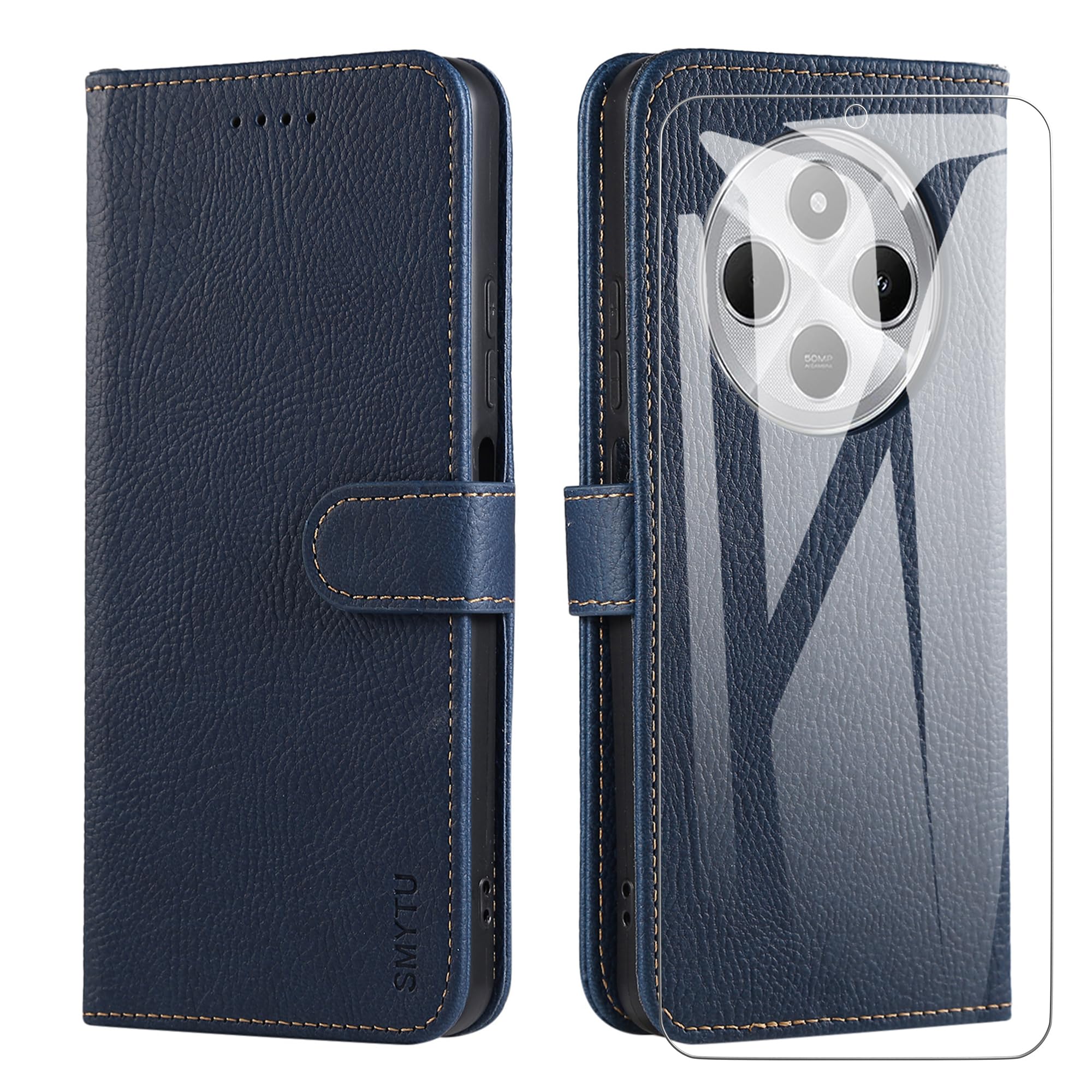 MIKULLE Cover For Xiaomi Redmi 14C 4G / Redmi A4 5G 6.88 Inches, Premium PU Leather Flip Wallet Magnetic Shockproof Protection Book Case With Cart