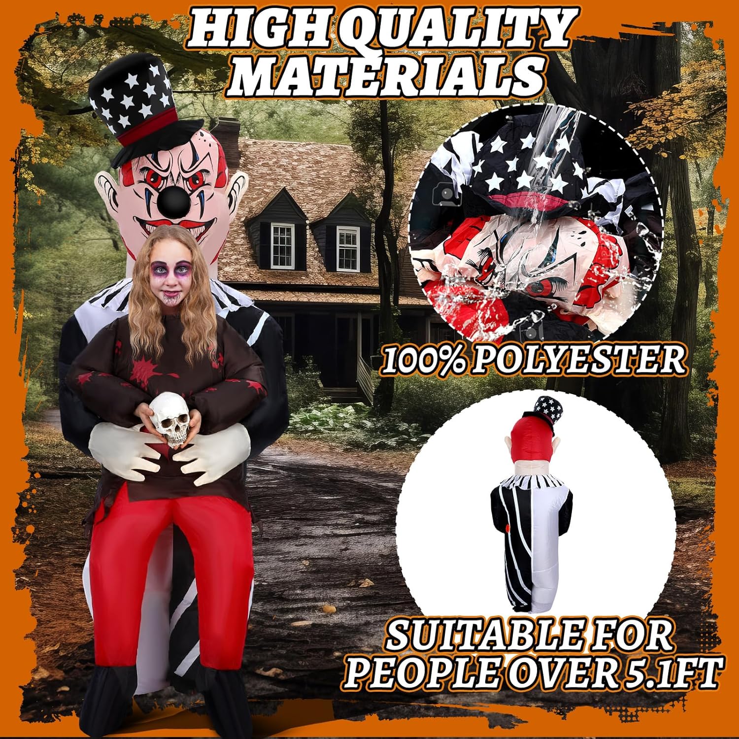 Newcotte 6 ft Easter Inflatable Bunny Costume for Adults, Bunny Riding Blow up Costume with Fan for Easter Party Cosplay