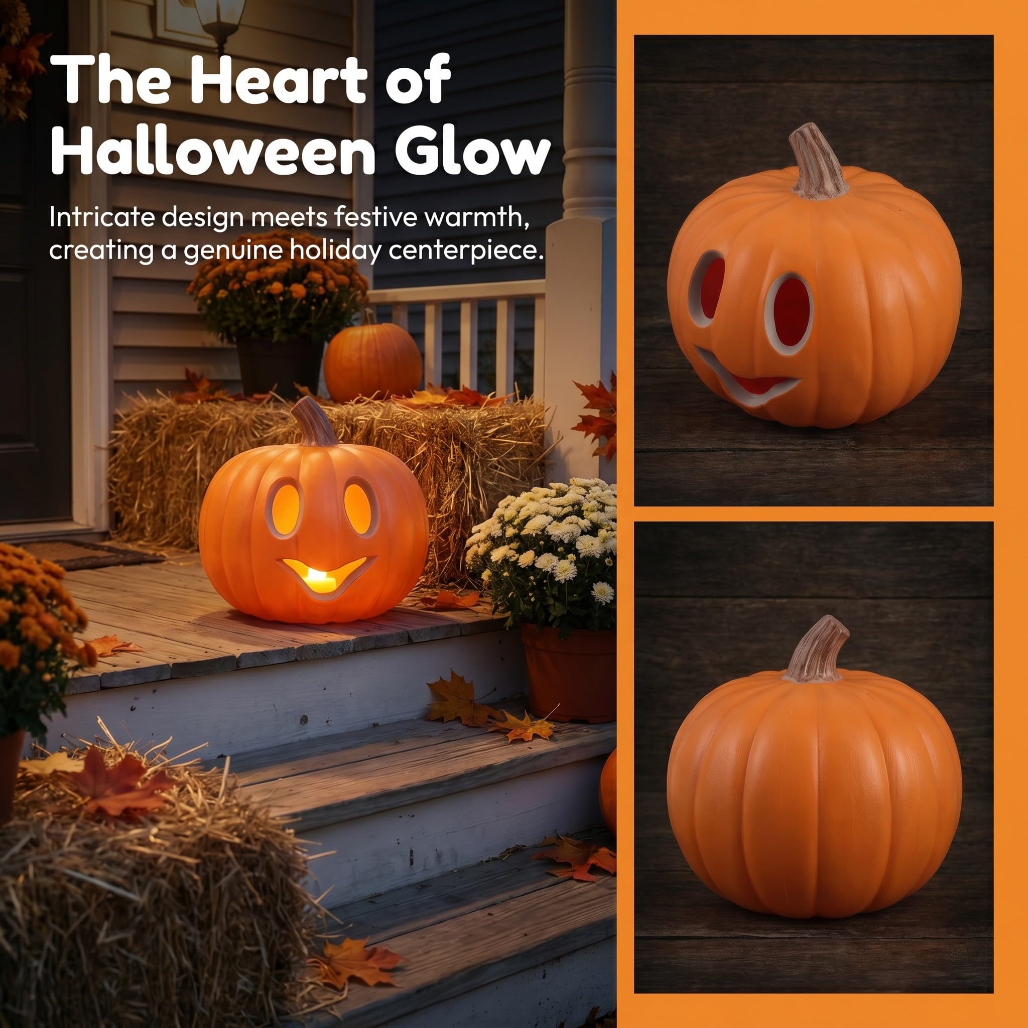 ibasenice Decorazione di Halloween a Forma di Zucca: Grande Zucca illuminata da 23 cm (9 Pollici) - Lanterna Spaventosa e Luminosa per Il Portico, Il Giardino e Le Feste a Tema casa stregata.