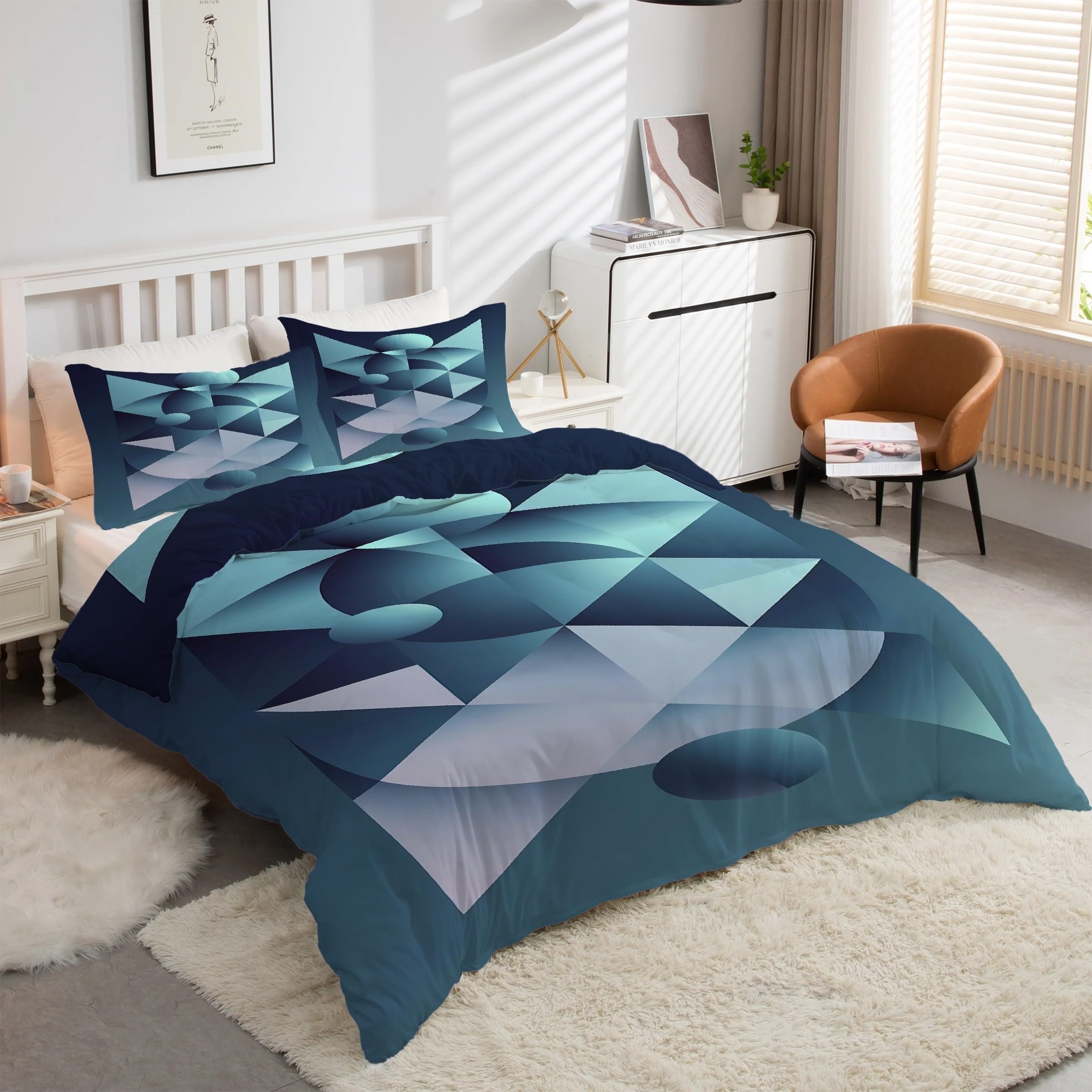 Housse de couette 200x200 microfibre douce ensemble literie 3 pièces