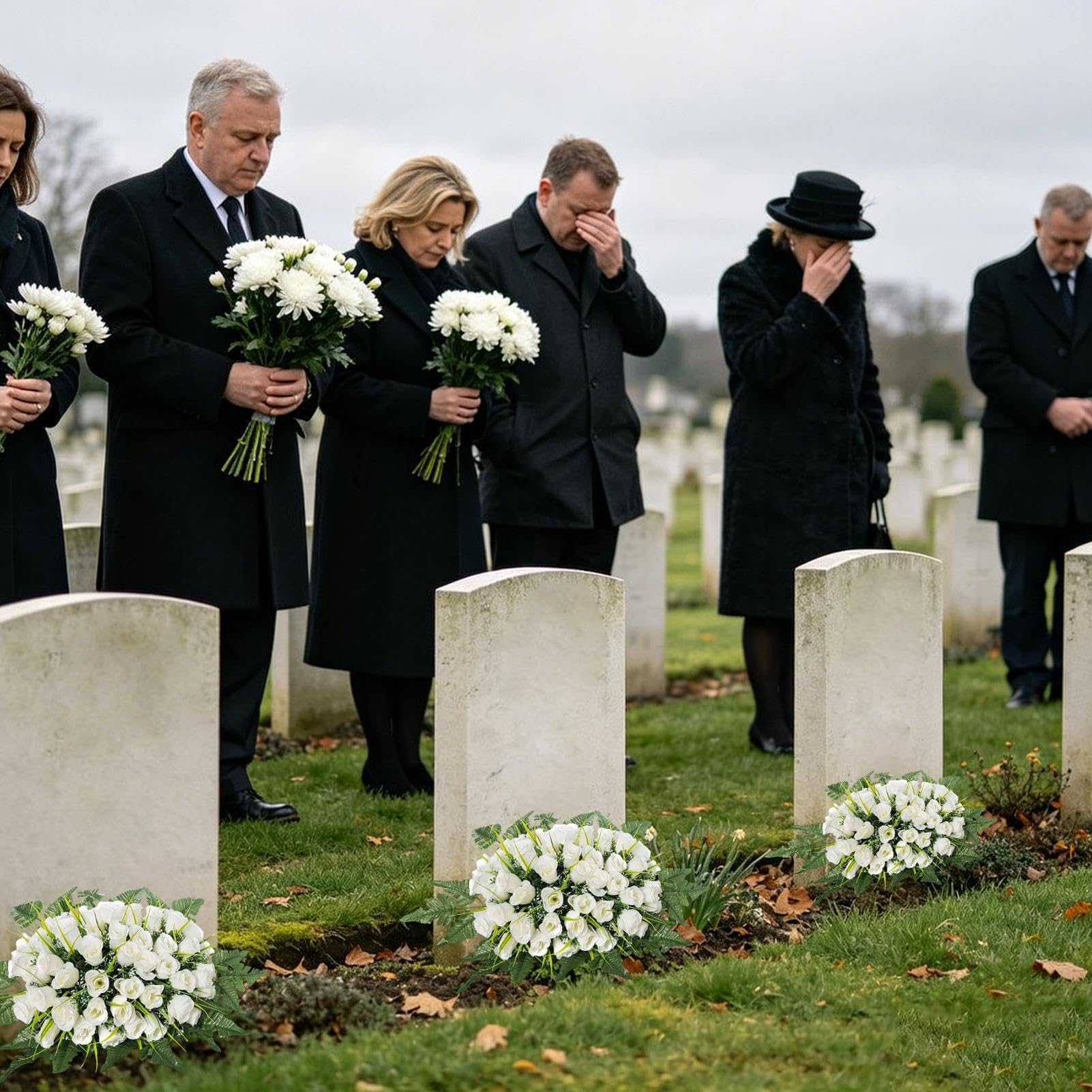 Selle De Fleurs Artificielles Pour Cimetière Imperméable et Réaliste