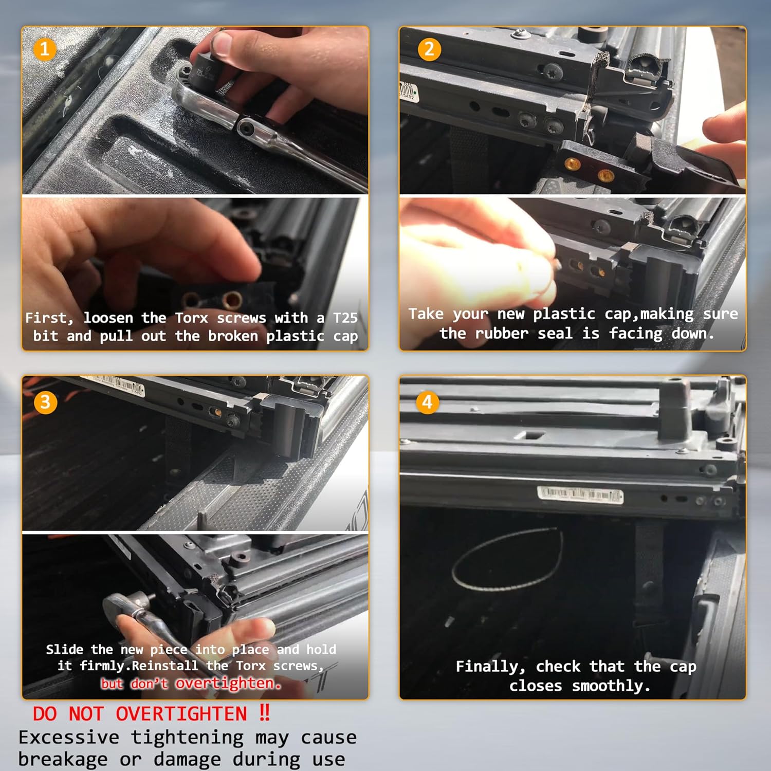 Tri Fold Truck Bed Tonneau Cover Hinge End Cap Kit Compatible for 2016-2023 Toyota Tacoma, 4PCS Replacement Set 64917-04010, 64918-04010, 64915-04010, 64916-04010, Front & Rear, Left & Right