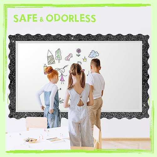 Miniatura 91 de Bordes de tablón de anuncios de 60 pies, borde ondulado amarillo puro con diseño de línea ondulada para la escuela, el aula y las oficinas Amarillo