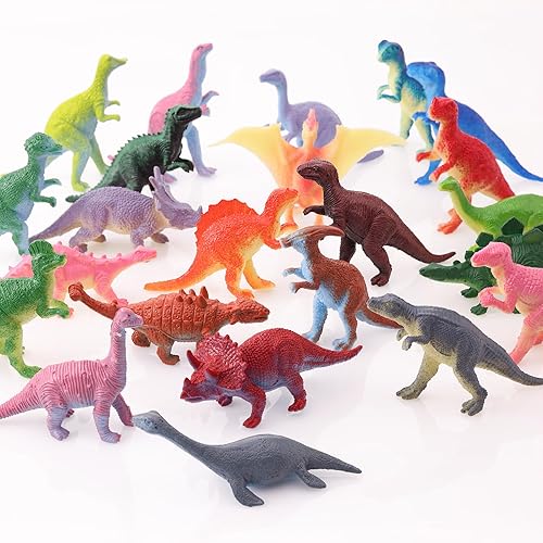 Miniatura 8 de Entervending Juguetes de dinosaurio para niños, juguetes divertidos y coloridos de 2 pulgadas, suministros de fiesta de dinosaurios, recuerdos de
