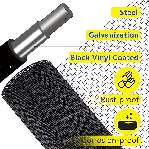 Miniatura 3 de Rollo de malla de alambre recubierto de vinilo negro de calibre 19, rollo de valla de alambre soldado con autógena para aves de corral, valla de