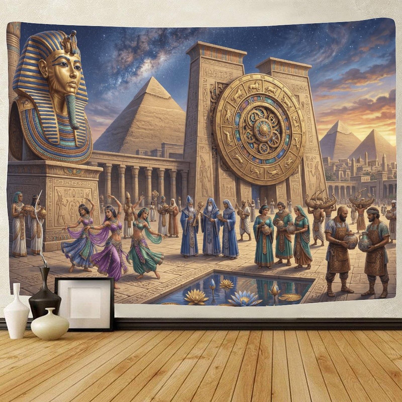 GPMNBCXZK Egyptian Pharaoh Wall Tapestry Ancient Pyramids Decor Bedroom Living Room 3D Printed Art 180cmx230cm