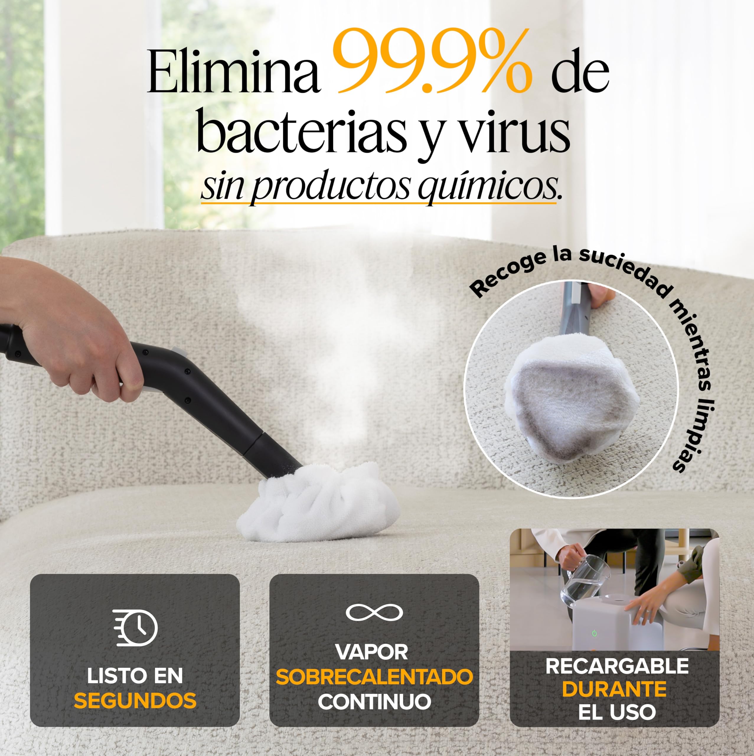 Dupray Neat Plus Limpiador a Vapor – 18 Accesorios, Vapor Potente sin Químicos, Limpieza Profunda para Suelos, Sofás, Cocina, Baño y Coche