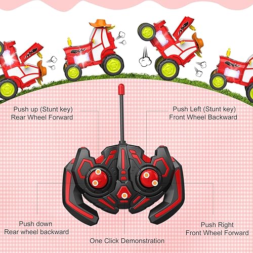 Miniatura 5 de Coche de salto loco, auto a control remoto para niños, juguete de acrobacias con música de luz LED, auto RC recargable, regalos de cumpleaños de