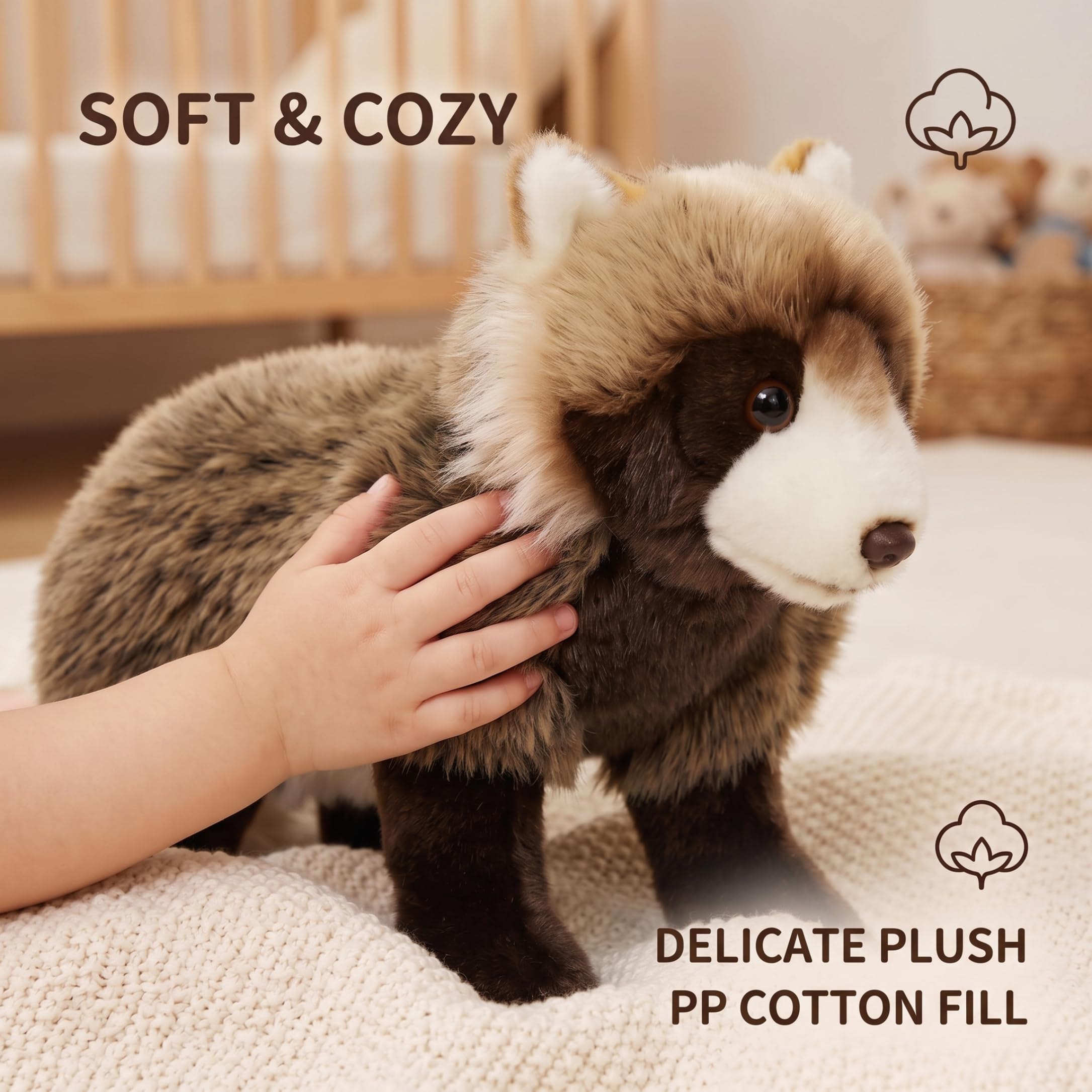 Peluche di procione, simpatici animali di peluche Realistico procione soffice decorazione per camera da letto soggiorno Marrone
