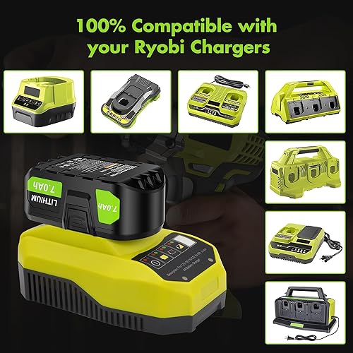 Miniatura 6 de Bonacell Paquete de 2 baterías de litio de repuesto de 7.0 Ah para Ryobi de 18 V compatibles con batería Ryobi de 18 voltios ONE+ Plus P102 P103