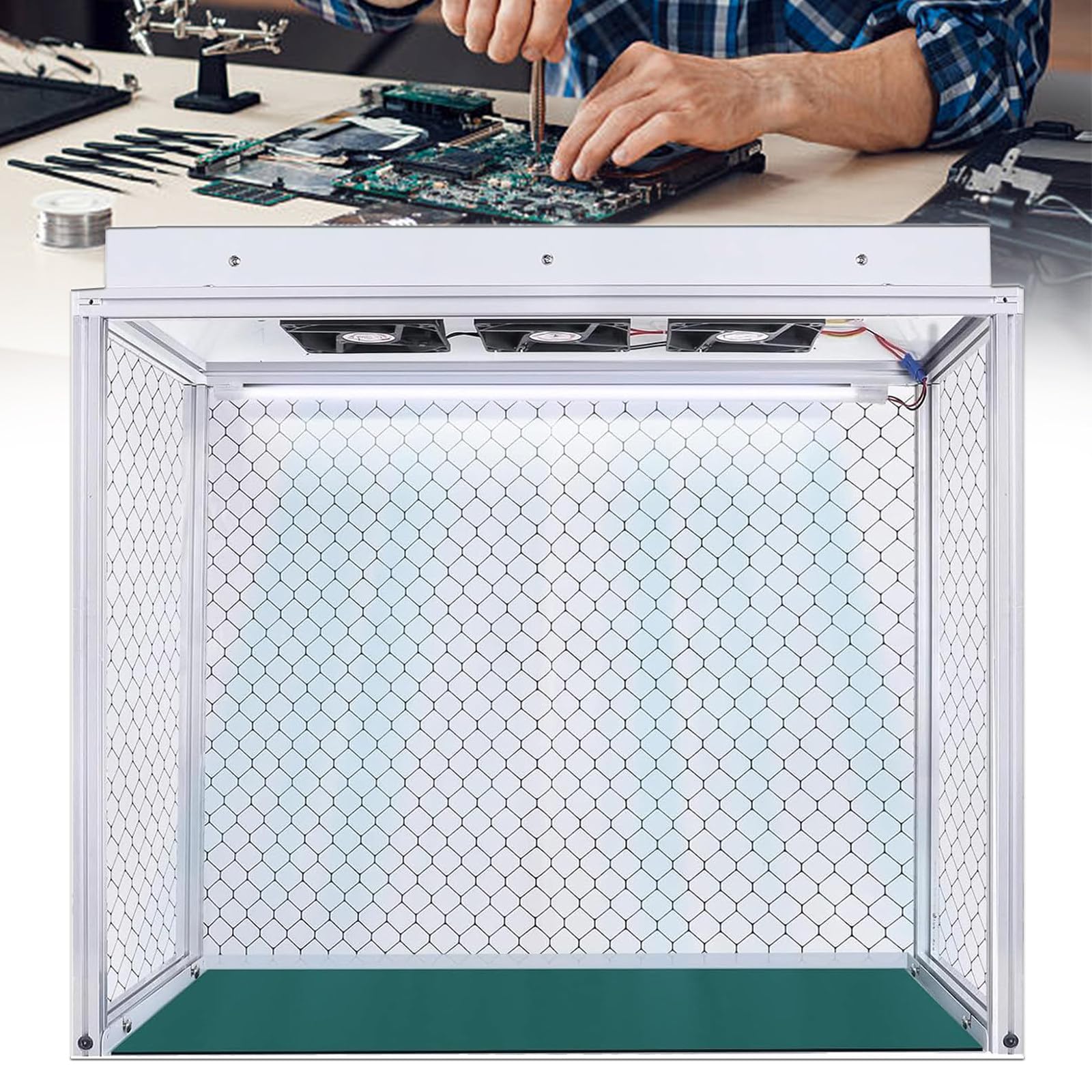 Unidad de filtro de ventilador de flujo laminar vertical, banco de limpieza de flujo de aire con filtros HEPA, espacio de trabajo para laboratorio de limpieza, salas blancas, sala de hongos