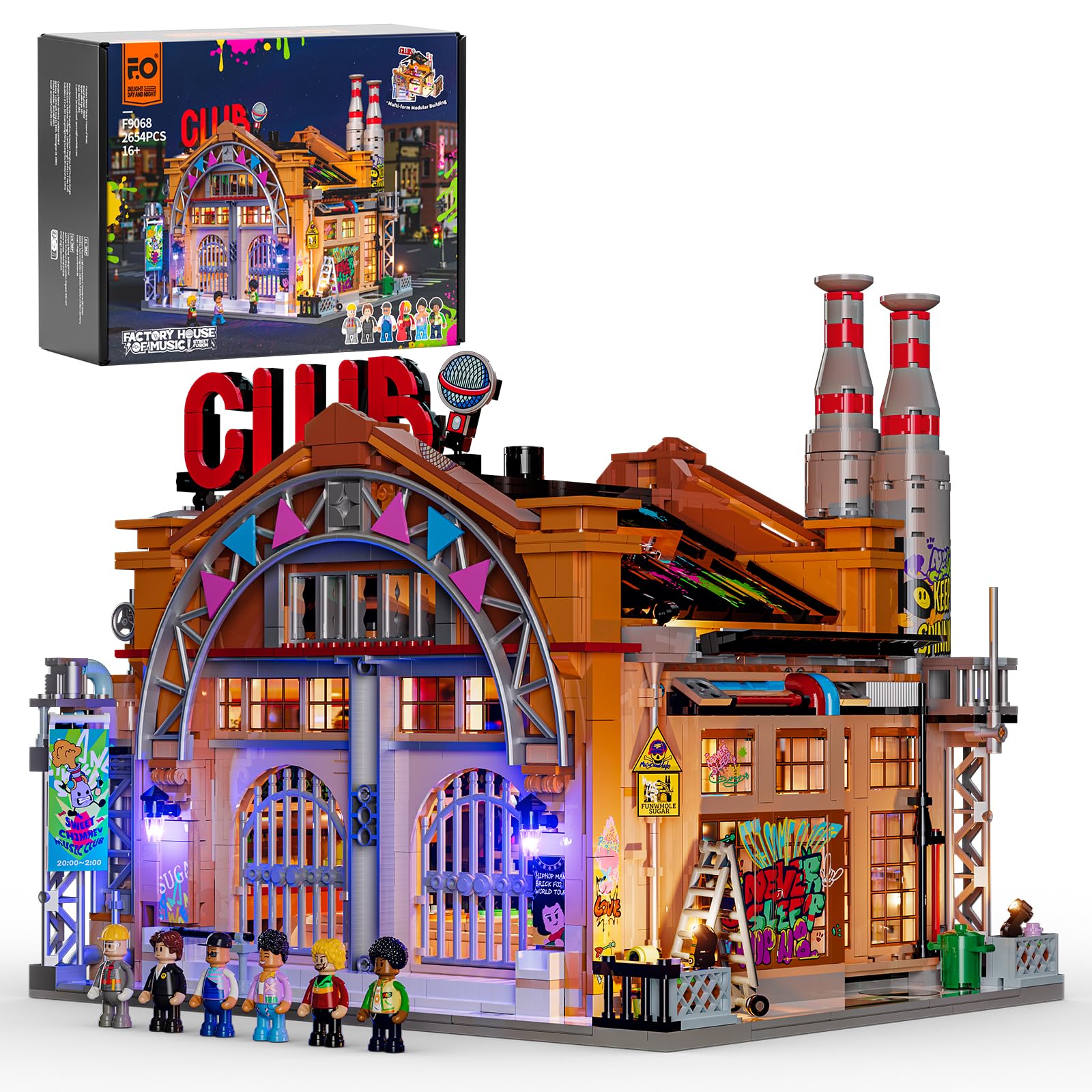 Funwhole Factory-House-of-Music Building Set with Light,City Street Fusion Modular Blocks, 2654 Pcs, Toy Gift for Adults & Music & Street Culture Enthusiasts, F9068