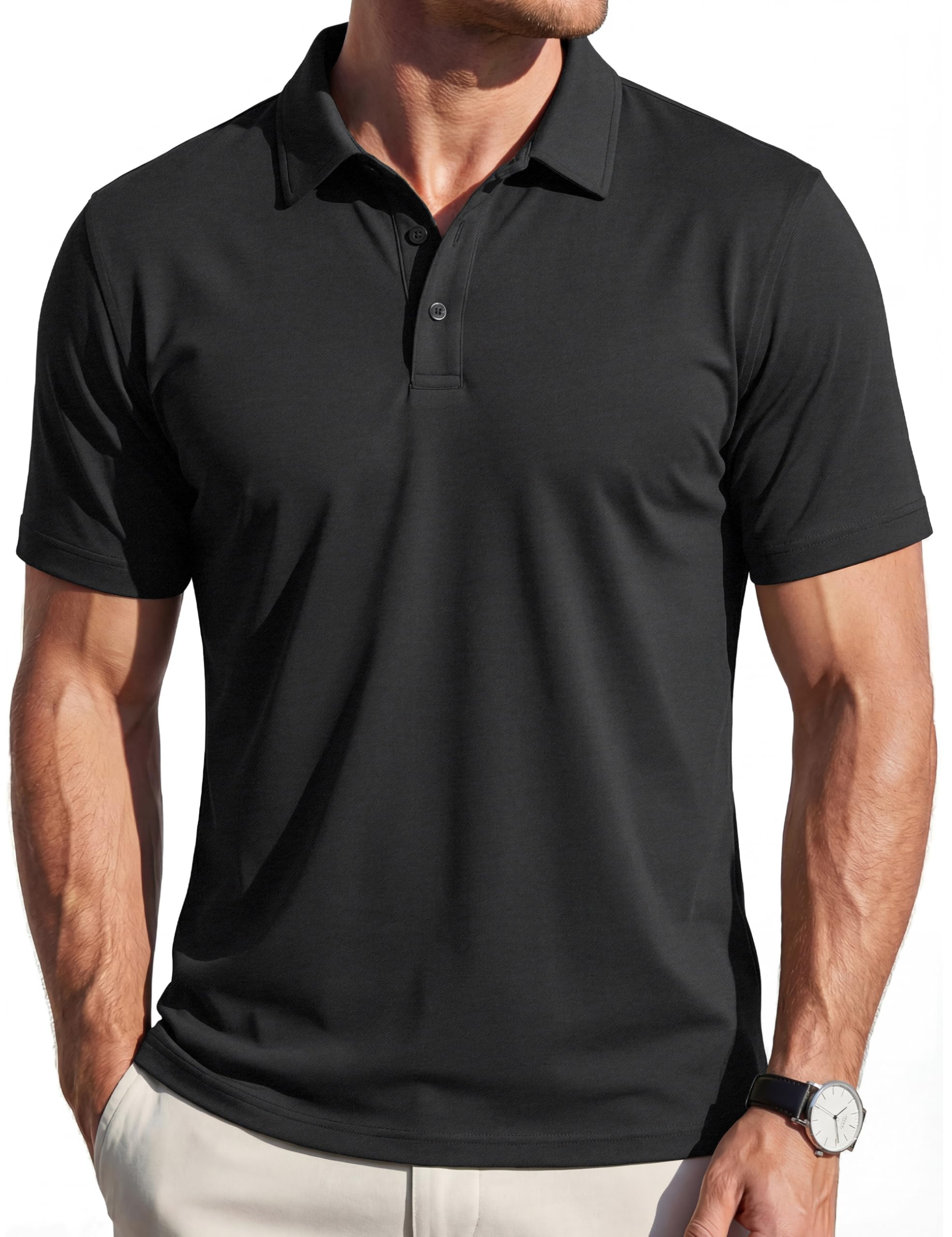 EKLENTSON Poloshirt Herren Kurzarm Atmungsaktiv Golf Shirt Sommer Baumwolle Business Casual Polo