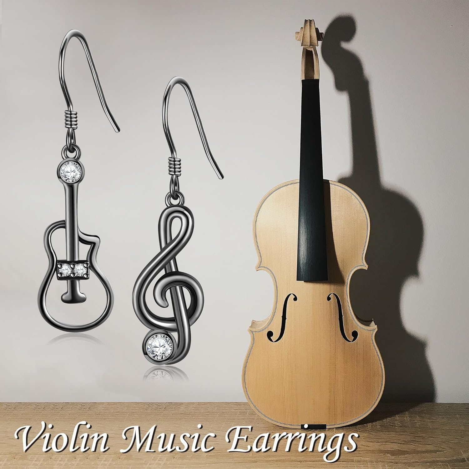 URONE Music Instrument Earrings 925 Sterling Silver Trumpet/Guitar/Clarinet/French Horn Earrings Instrument Jewelry Gifts For Women - Image 6