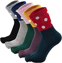 LOFIR Calzini con Dita Separate da Donna Calze 5 Dita in Cotone, Calzini Invernali in Cotone da Donna Calze Termiche con le Dita dei Piedi, Taglia 35-41, 5 paia