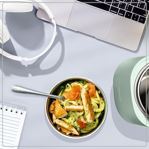 Miniatura 6 de Nostalgia Lonchera eléctrica portátil de 20 onzas, tamaño de viaje, capacidad de 2.5 tazas para sopa, chile y sobras, tapa sellada de silicona a