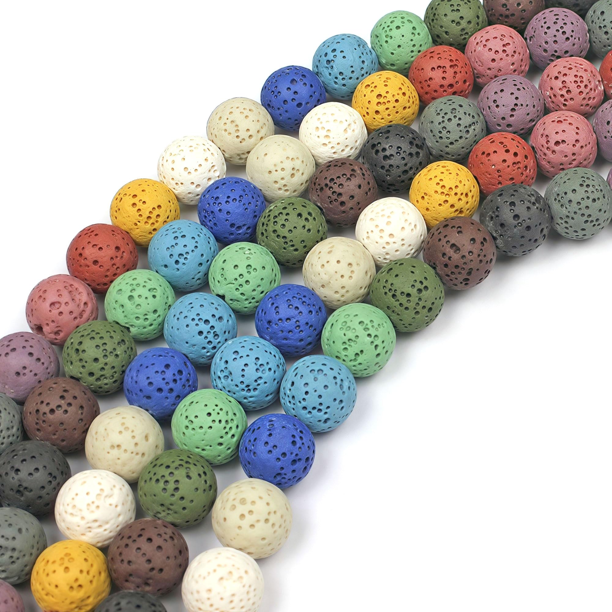 MJDCB 8mm 43 piezas Cuentas de Piedra Difusor de Aceites Esenciales Lava Multicolor Redondas Sueltas Piedras Semipreciosas Naturales para Hacer Joyas Pulseras Collares — view 5