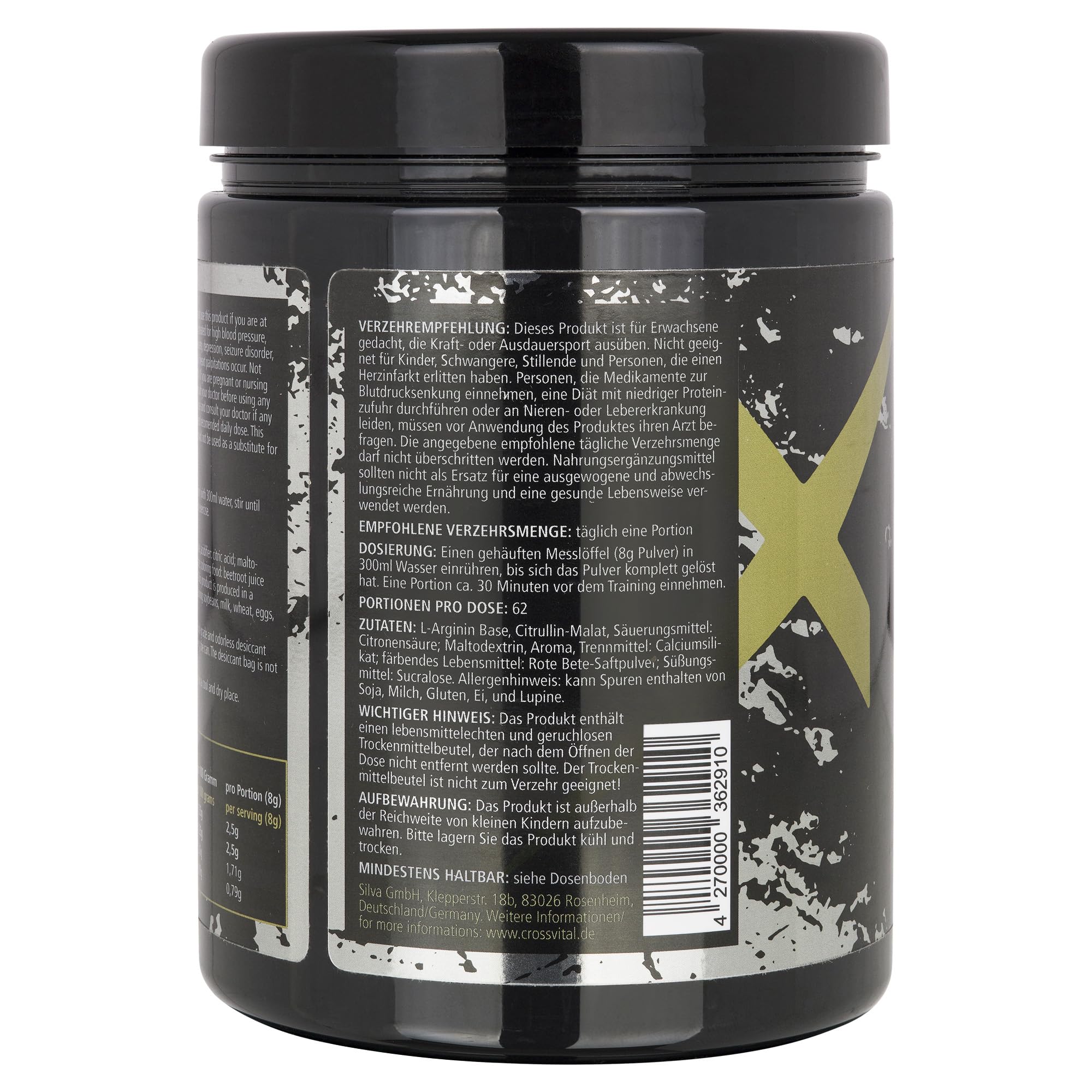 L-ARGININ & L-CITRULLIN Pulver I Pink Grapefruit I CROSSVITAL I vegan I 500g I made in Germany