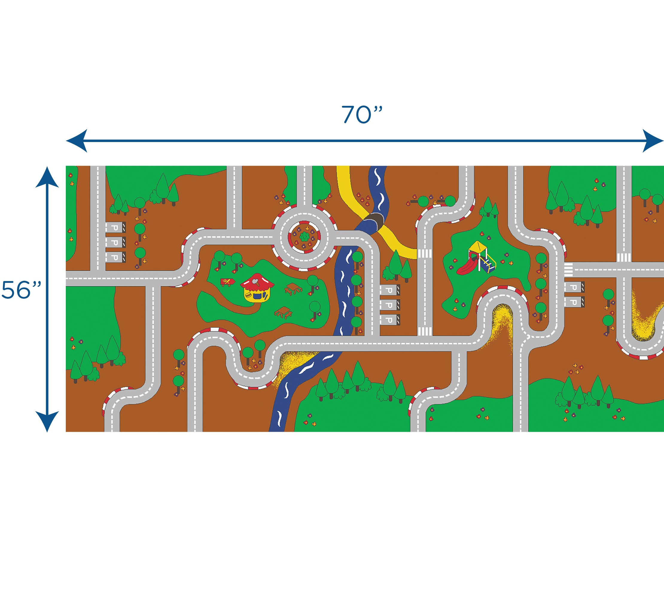 Children’s Factory Learning Carpets Building Blocks Rug, 70x56, CPR504, Baby Playroom Décor, Kids Preschool or Classroom Road Pretend Play Carpet