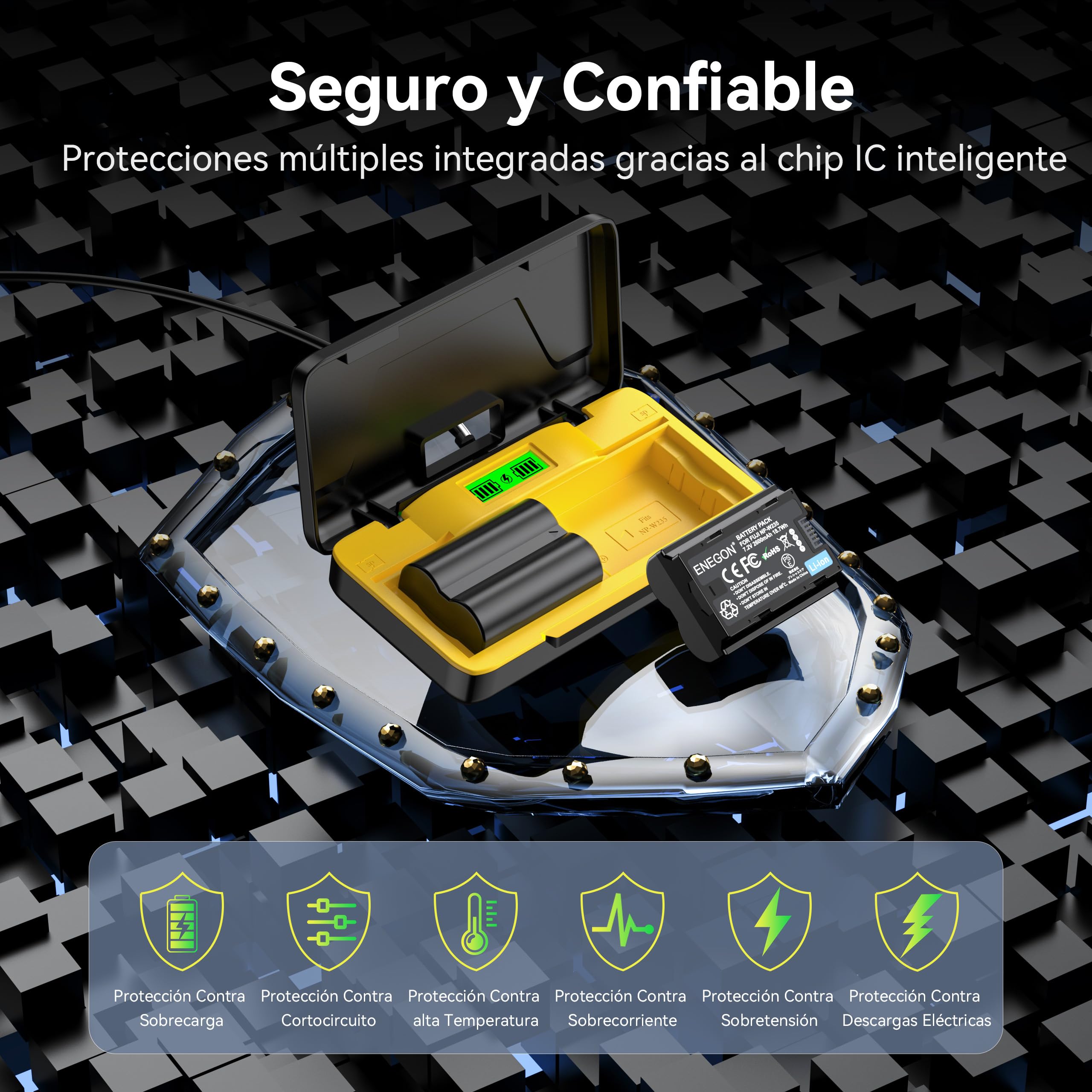 ENEGON NP-W235 - Cargador rápido con batería Dual (2 x 2600 mAh) para X-T5, X-T4, GFX100 II, GFX100S II, GFX 100S, GFX 50S II, GFX100RF, VG-XT4 y X-H2S,X-H2 y X-S20
