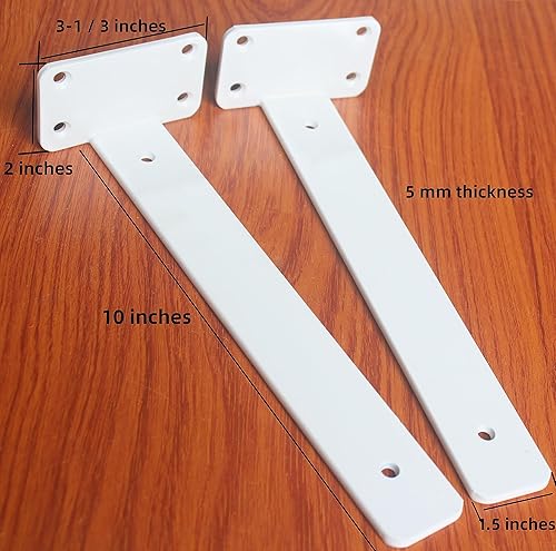 Miniatura 2 de Paquete de 12 soportes de estante en L ocultos blancos de 10 pulgadas (15 pulgadas de grosor), soporte de estante de metal, soporte de estante