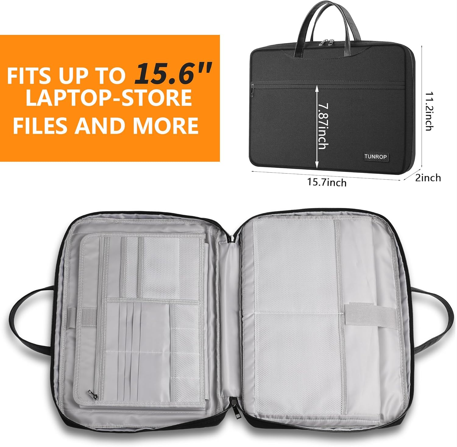 Laptop Bag,15.6 Inch Laptop Case with 13 Pockets Accordion File Organizer,Durable & Water-Repellent Fabric Computer Bag Compatible for Lenovo, HP, Dell, MacBook,Gifts for Women Men - Image 5