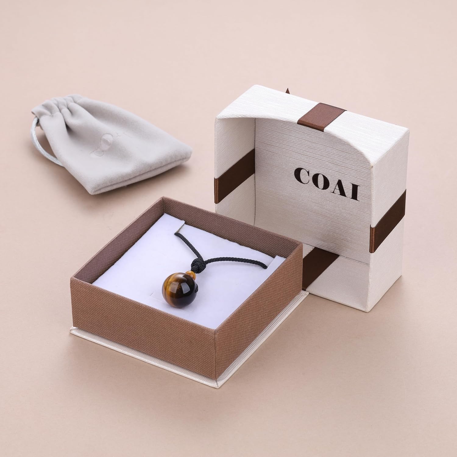 COAI Crystal Bead Stone Bead Necklace for Men Women