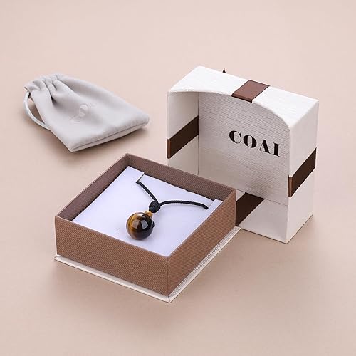 Miniatura 7 de COAI Collar con colgante de piedra de obsidiana brillante de plata con cuentas redondas