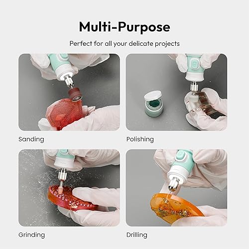 Miniatura 5 de Kit de herramientas rotativas inalámbricas Resiners, kit de taladro y pulido de resina, ajustable de 8 velocidades, carga tipo C, kit de joyería