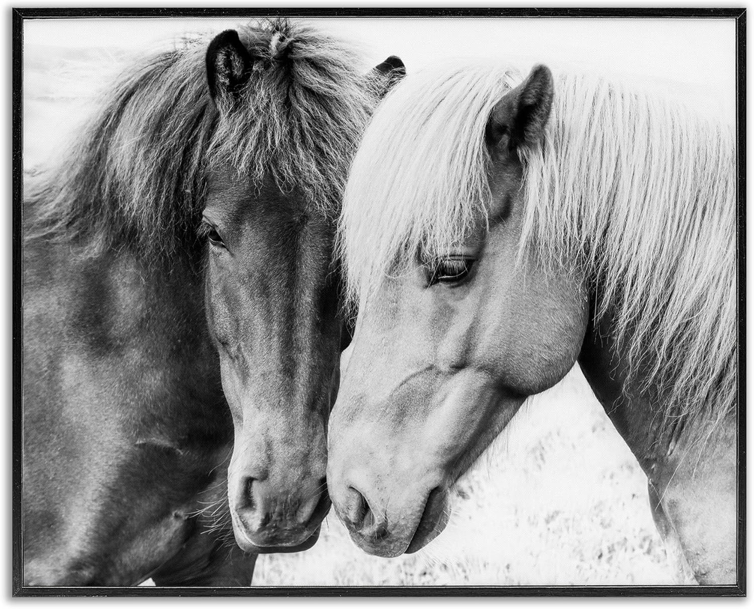 Stupell Industries Horse Love Duo Portrait Black Framed Giclee Art Design by Sisi and Seb