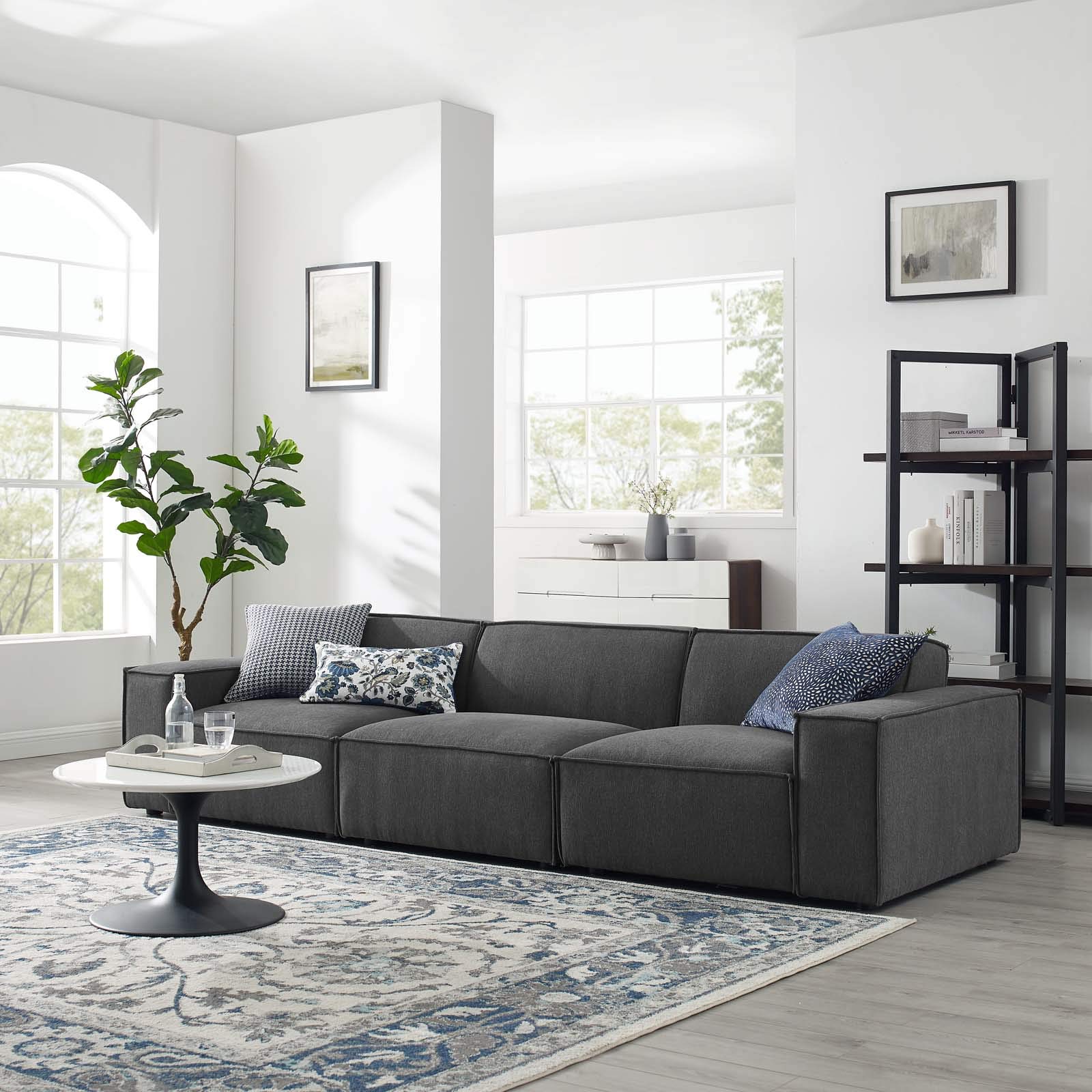 Modway EEI-4112-CHA Restore 3-Piece Sectional Sofa Charcoal