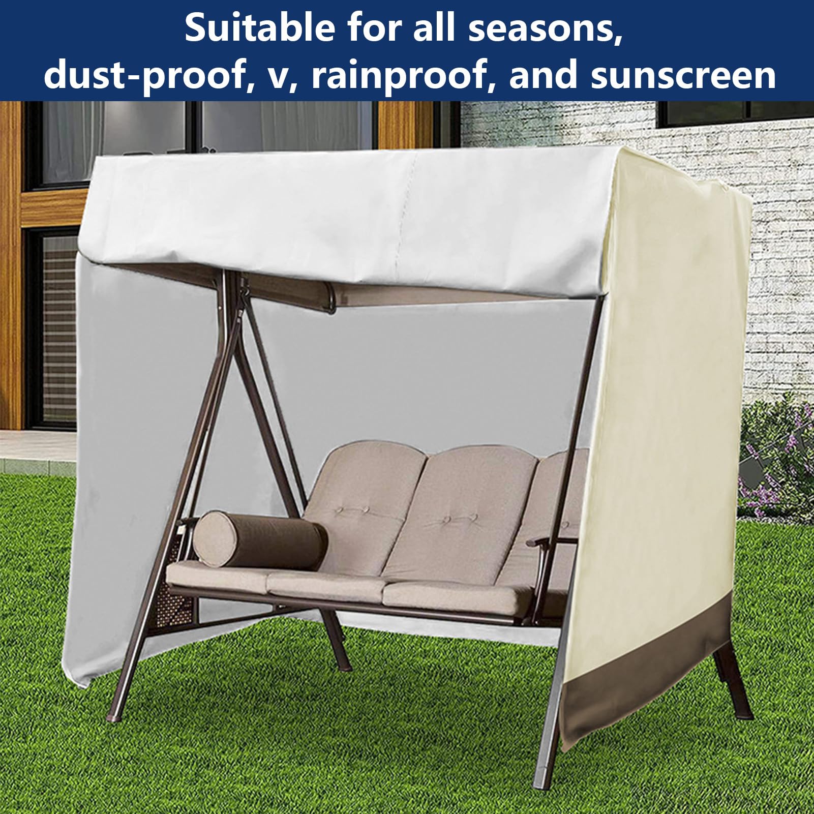Schutzhülle Für Gartenbank Und Loungesofa, wasserdichte Outdoor Möbel Abdeckung Aus 210d Oxford-gewebe Mit Uv-Schutz, Windfeste Bankabdeckung Für Terrasse Garten, Coffee Three seater-88 * 60 * 72inch