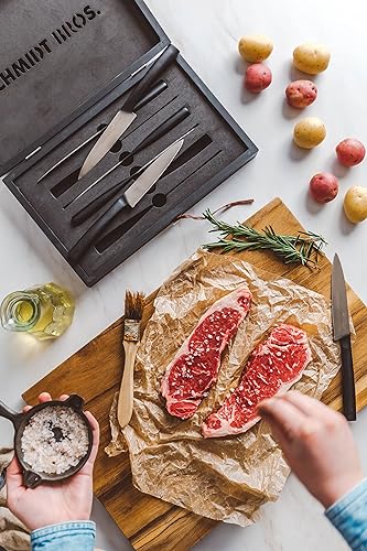 Miniatura 8 de Schmidt Brothers Heritage - Juego de 4 cuchillos de carne jumbo de acero inoxidable alemán de alto carbono Juego de cuchillos para carne,Cuchillo