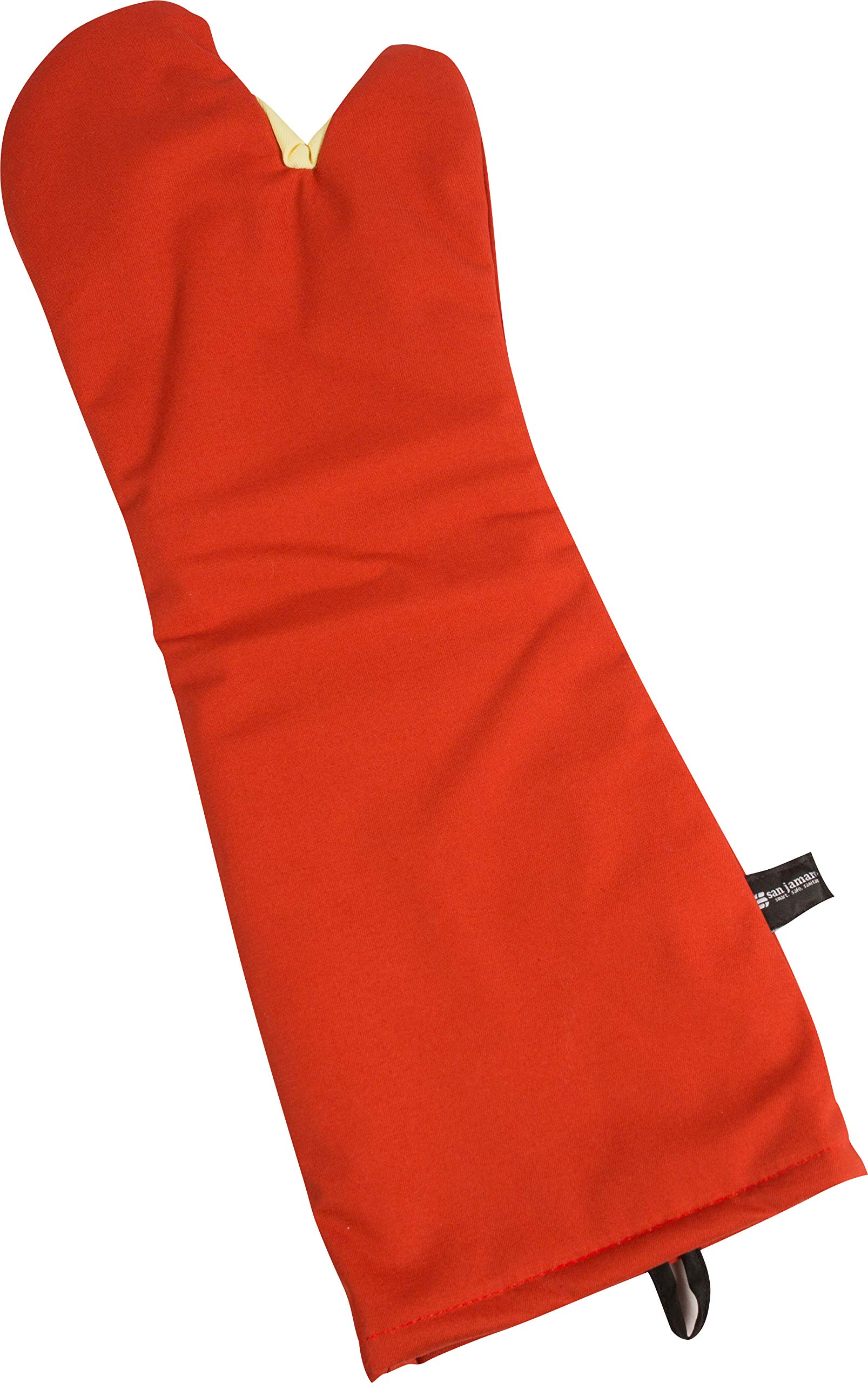 San Jamar (60cm , Conventional) - CTC24 Cool Touch Conventional Oven Mitt Heat Protection up to 500C F, 60cm Length, Red