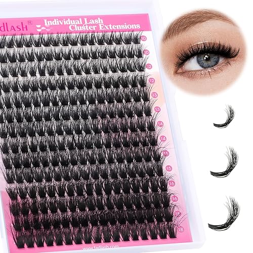 Miniatura 13 de Racimos de pestañas individuales, bandeja mixta, rizado D, extensiones para colocar en casa (40D-0.07 mm-D, 15/32 de pulgada-45/64 de pulgada)