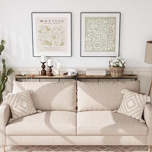 Miniatura 24 de ELYKEN Mesa de sofá de consola estrecha de 5.9 pulgadas con tomas de corriente, 5.9 pulgadas de profundidad x 39.4 pulgadas de ancho x 31.1 pulgadas