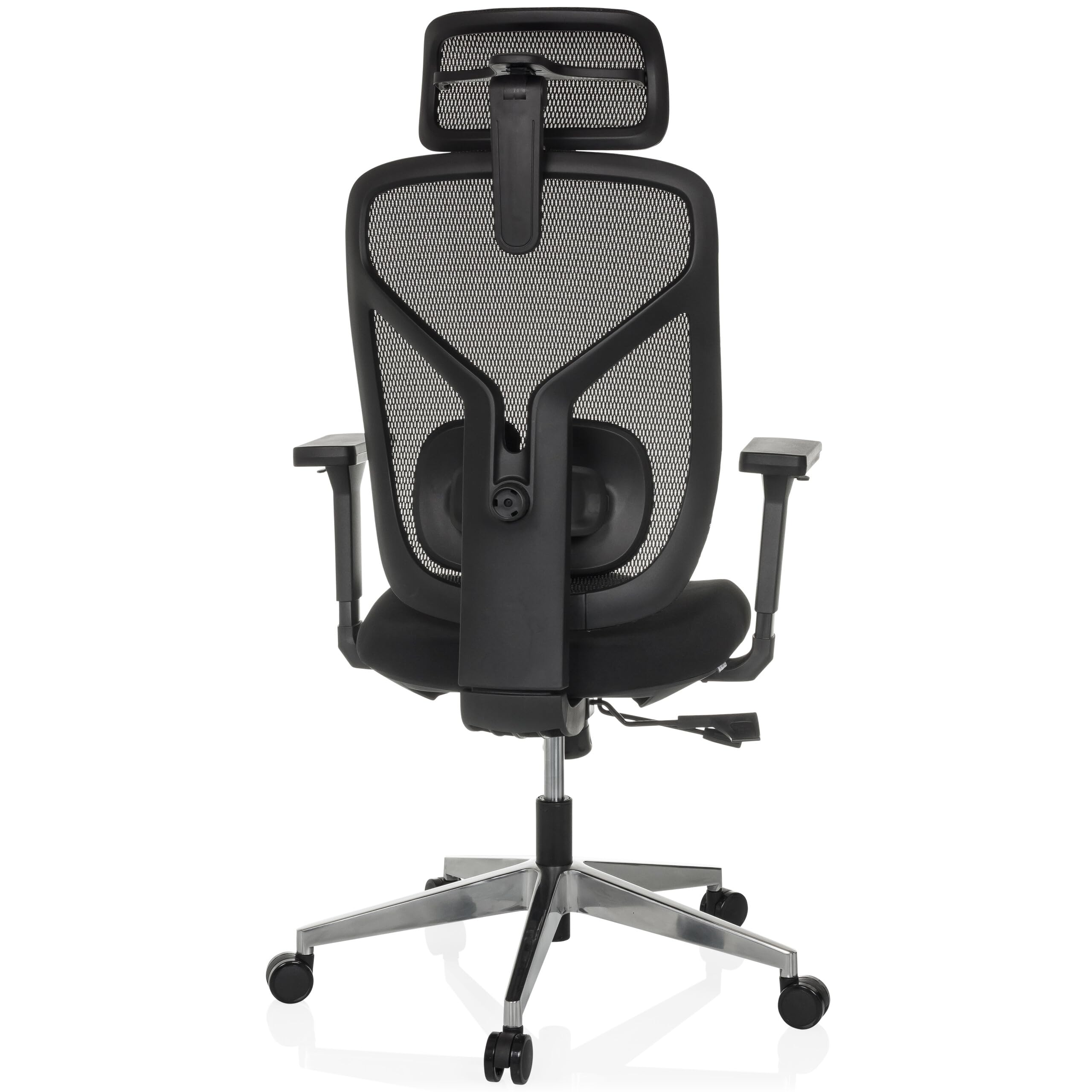 hjh OFFICE Bürostuhl ergonomisch CASSILIS B Netz Drehstuhl, Verstellbare Rückenlehne mit Lendenstütze, Körpergröße bis 220 cm, Schwarz